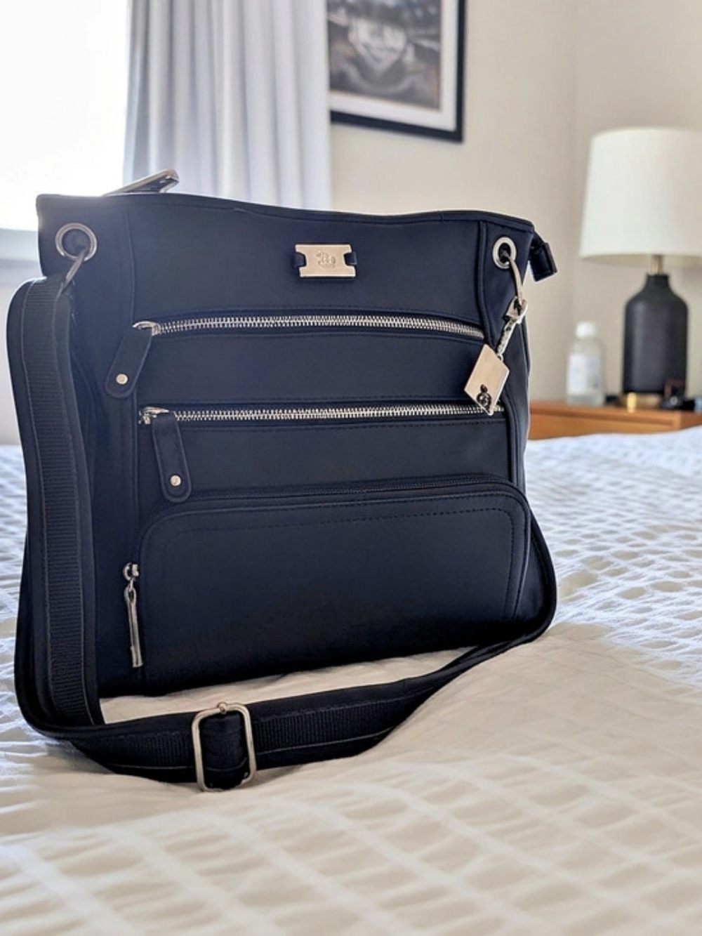 S & Co Leather-Look Crossbody Bag in Blue & Black